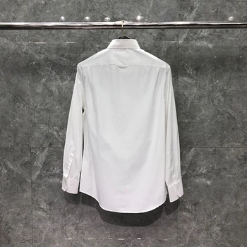 Мужские рубашки TB THOM, Весенняя однотонная классическая рубашка с пуговицами в полоску, Корейский модный дизайн, Повседневная деловая женская блузка 2