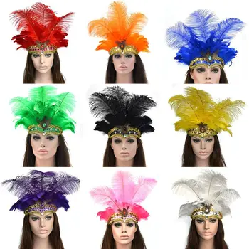 Новый индийский головной убор из перьев для взрослых на Хэллоуин, карнавальная повязка для волос, аксессуары для волос 2