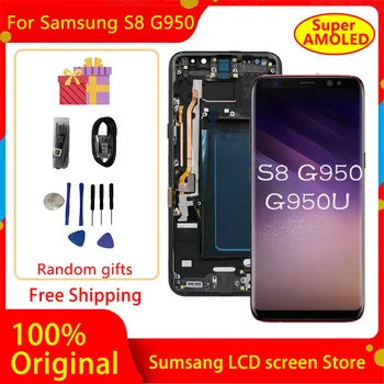 Оригинальный ЖК-дисплей Для Samsung Galaxy S8 G950 G950F G950U ЖК-дисплей с Рамкой, сенсорный экран, Дигитайзер, Запчасти для ремонта, Бесплатная задняя крышка 2