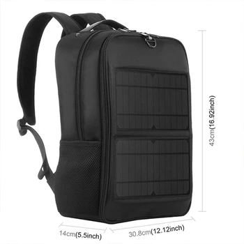 Рюкзак для ноутбука с питанием от солнечной батареи мощностью 14 Вт, водонепроницаемый рюкзак с USB-портом для зарядки 2