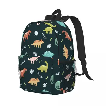 Рюкзак с динозаврами и листьями для женщин и мужчин, водонепроницаемая школьная сумка для колледжа, сумка для книг с принтом 2