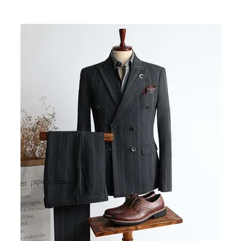 Сшитое на заказ Свадебное платье Жениха, Блейзер, Брюки, Деловые Классические брюки высокого класса SA04-96599 2