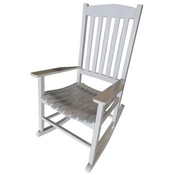 Уличное деревянное кресло-качалка для крыльца, белый цвет, Атмосферостойкое наружное портативное складное кресло 2