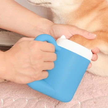 Чашка для чистки собачьих лап, Вращающиеся на 360 ° силиконовые расчески, Портативное уличное ведерко для быстрой стирки ног для маленьких домашних животных 2