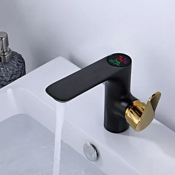 Черный цифровой дисплей, полностью медный смеситель для горячей и холодной воды, odm кран, чувствительный к температуре воды, светодиодные смесители для ванной комнаты дешевле 2