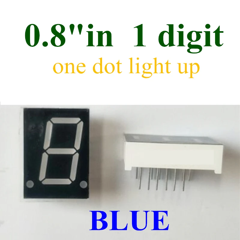 20ШТ 7-сегментный синий светодиодный Дисплей 27,7 *20* 10 мм Nixie tube 0,8 дюйма 1 Бит Цифровой трубки с общим анодом (одна точка) Изображение 1