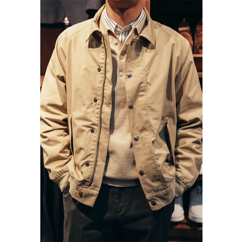 Amekaji Vintage G9 Мужская куртка Harrington с лацканами цвета Хаки с несколькими карманами на молнии, весна-осень, базовый повседневный кардиган в стиле ретро, пальто Изображение 1