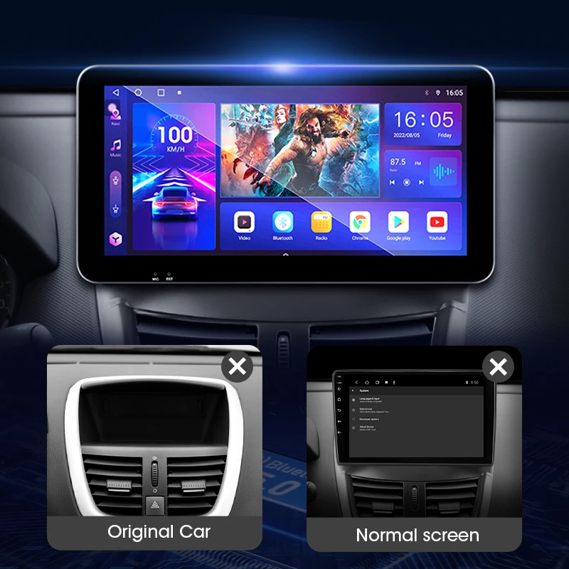 JMCQ Android 11 Carplay Для Peugeot 207 2006-2015 Автомобильный Радио Мультимедийный Видеоплеер QLED С Плавающим Экраном Навигационное Головное устройство Изображение 1