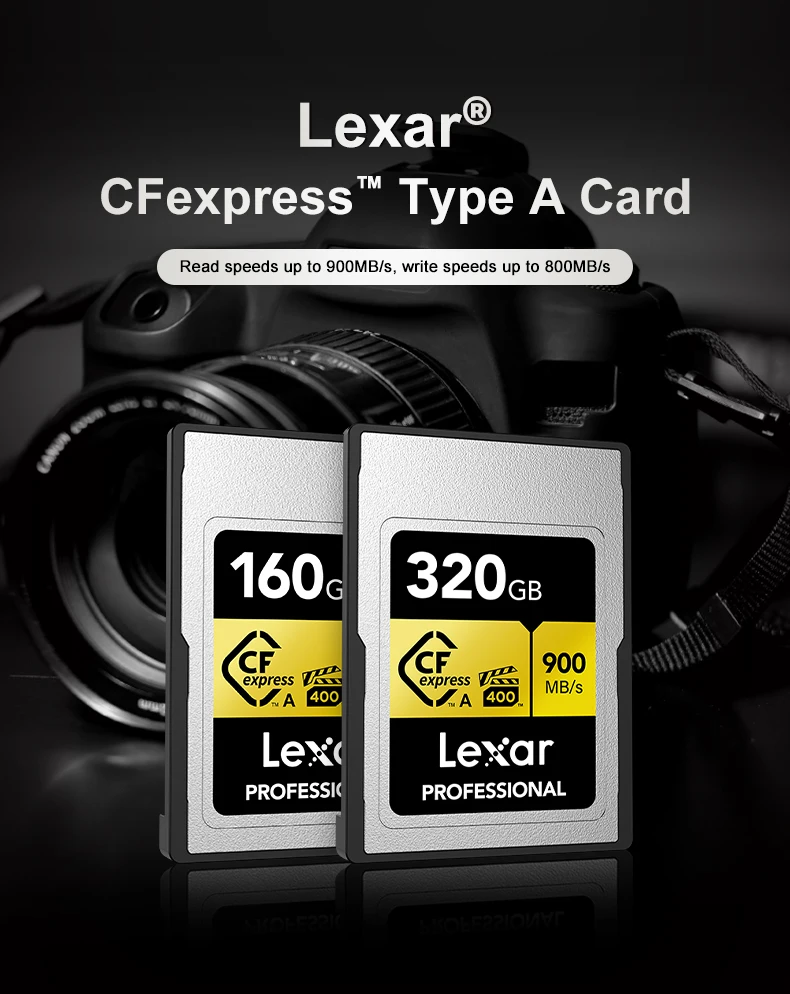 Lexar Professional CFexpress Type A Card GOLD Series 160 ГБ 320 ГБ Карта памяти до 900 Мб/с. VPG400 8K Video CF Express для камеры Изображение 1
