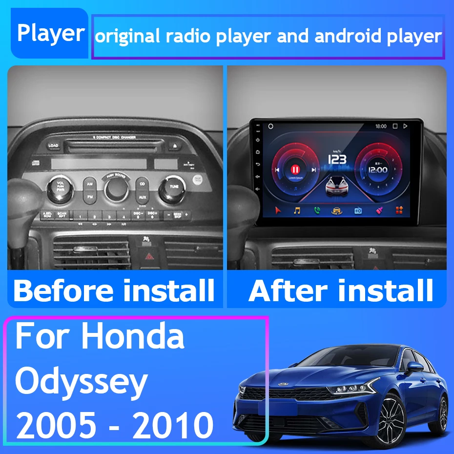 Qualcomm для Honda Odyssey 2005-2010 Навигация GPS Беспроводное видео Android Auto Bluetooth HDR Стерео Автомобильное радио Carplay 5G WiFi Изображение 1