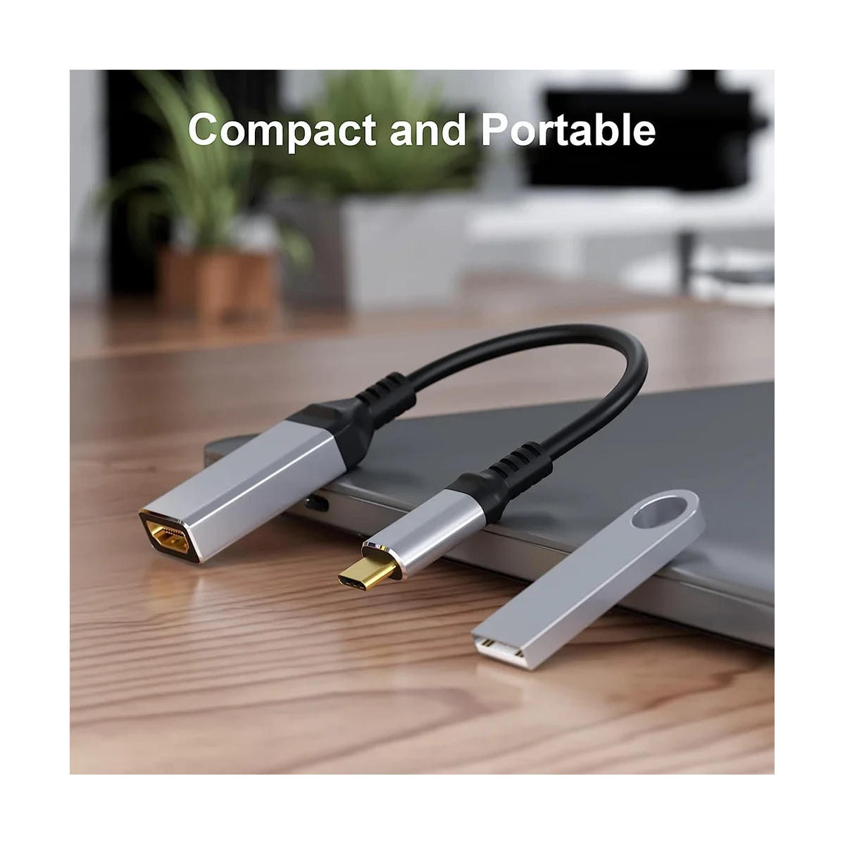USB C-HDMI-совместимый адаптер 4K 120HZ, 8K 60HZ USB Type C-HDMI-Совместимый адаптер 2.1 Поддерживает скорость передачи 48 Гбит/с Изображение 1
