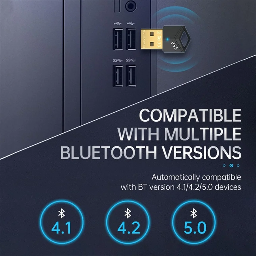 USB-ключ Bluetooth 5,0 Адаптер Приемник Беспроводной Музыки с низкой задержкой Мини-передатчик Bluthooth для ПК/передачи файлов Изображение 1