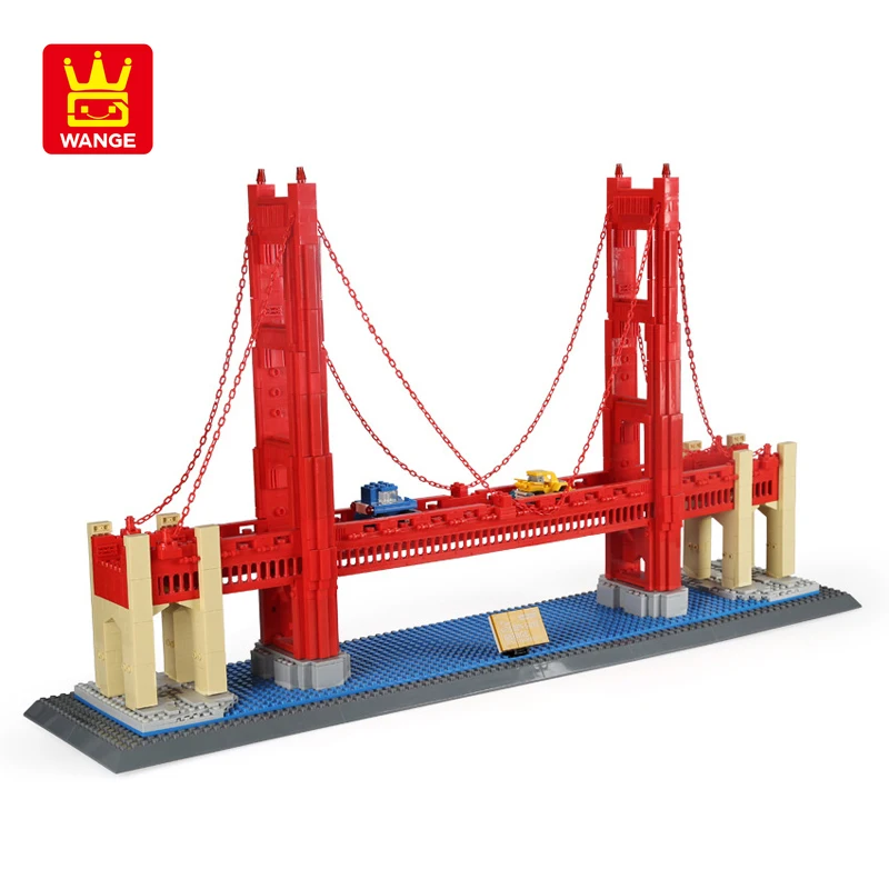WANGE Маленький Кирпичный строительный блок San Francisco Golden Gate Bridge Настольные развивающие игрушки, собранные своими руками игрушки для детей и взрослых Изображение 1