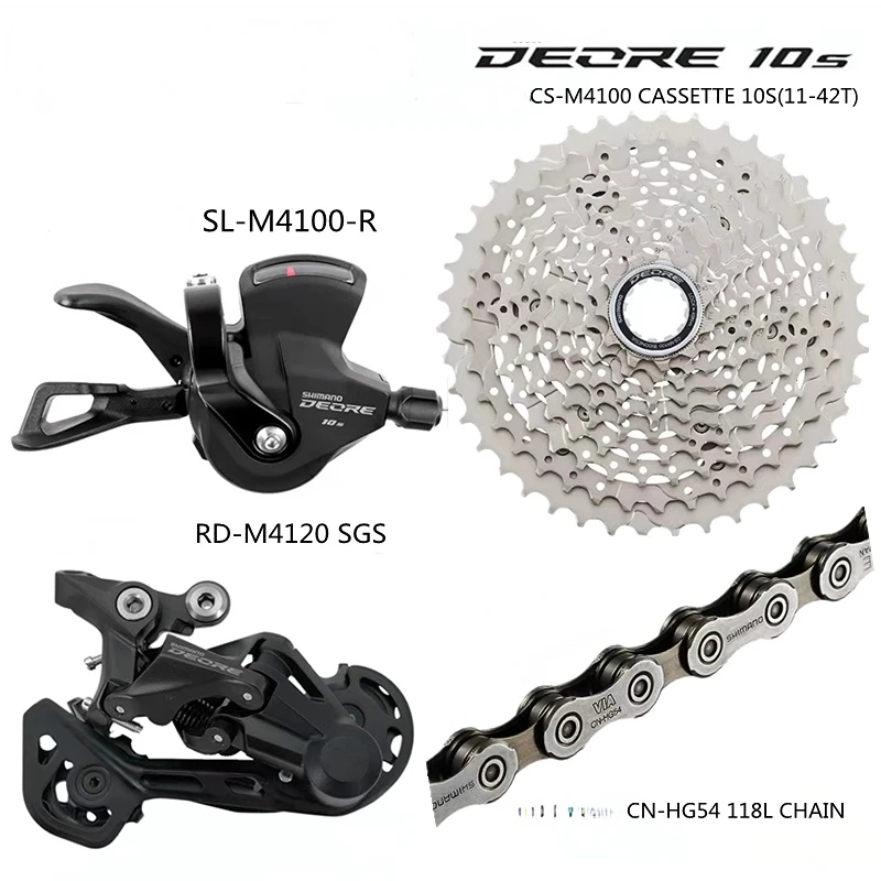 В комплект DEORE 10 speed Groupset входят кассета заднего переключателя M4100, кассета M4120 36/40/42/46/ 50T и запчасти для велосипеда с цепью CN-HG54 KMC X10 Изображение 1