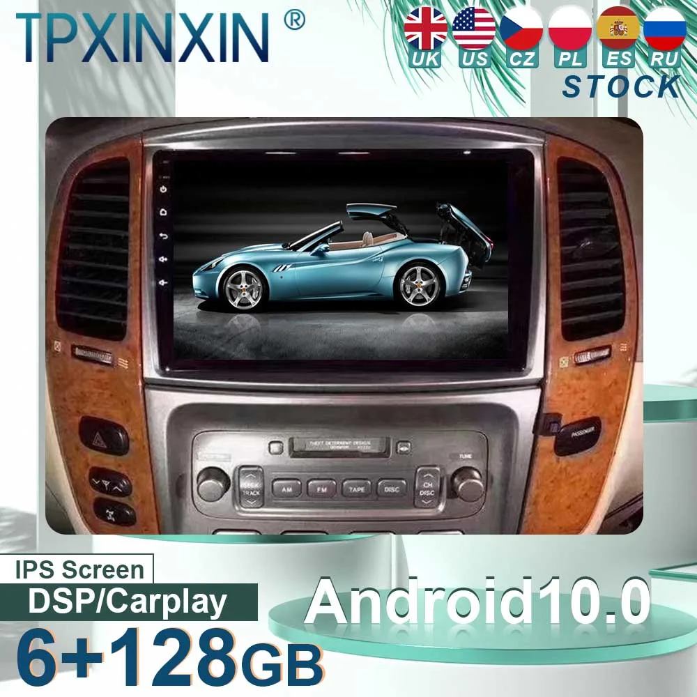 Для Lexus LX470 2004-2006 LC100 2003 Android 10 Автомобильный Стереоприемник с Экраном Tesla Player GPS Навигация Головное устройство Carplay DSP Изображение 1