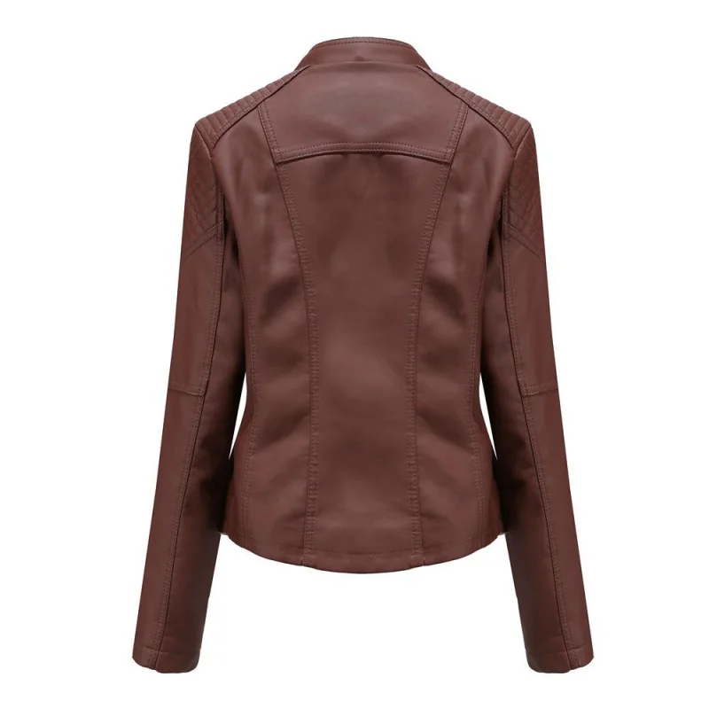 Женская модная кожаная куртка на шнуровке, приталенная демисезонная мотоциклетная куртка на молнии Изображение 1