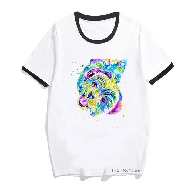 Женская футболка с акварельным принтом животных Чихуахуа, футболка с забавной собачьей любовью, летняя модная женская футболка, уличная одежда, топы Изображение 1