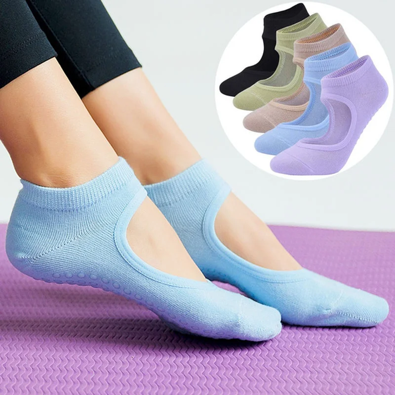 Женские высококачественные бандажные носки для йоги, противоскользящие быстросохнущие нескользящие амортизирующие носки для пилатеса, балета, Хорошее сцепление для женских хлопчатобумажных носков Изображение 1
