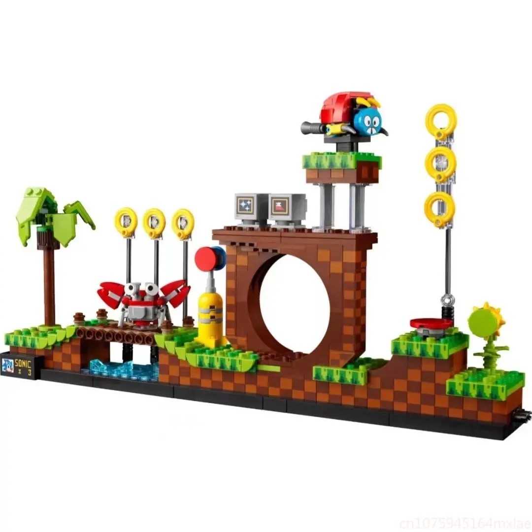 Идеи 1125шт 21331 Sonic the Hedgehogs Поп-Игра Green Hill Zone Модель Строительного Набора Блоки Кирпичи Наборы Игрушек Для Детского Подарка Изображение 1