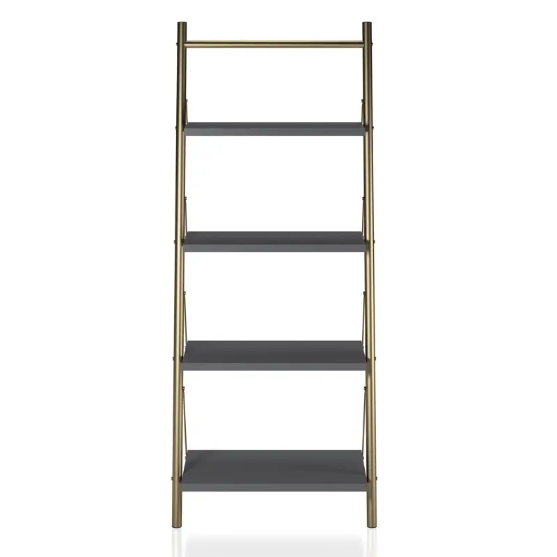 Книжный шкаф-лестница Nova с 4 полками, графитово-серый Изображение 1