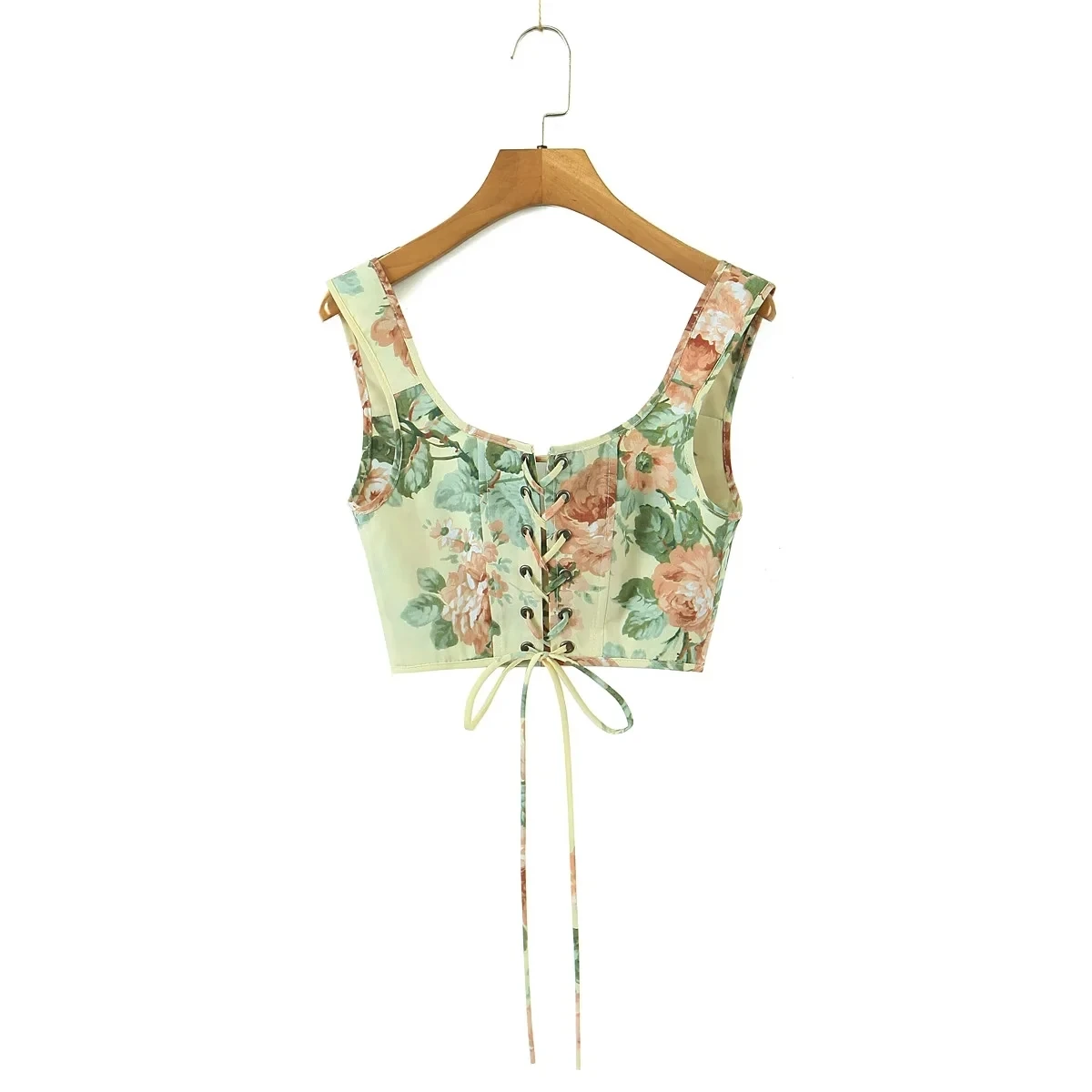 Летняя женская винтажная майка с цветочным принтом, Подтяжки с регулируемой талией, модный британский винтажный стиль Изображение 1