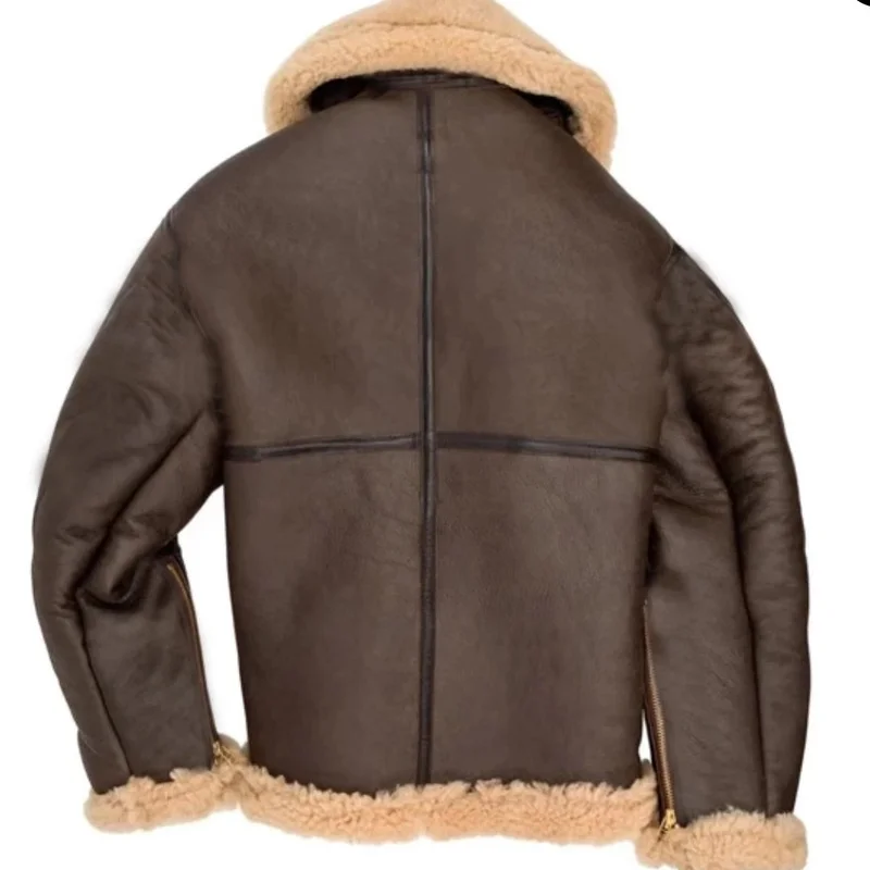 Мужская зимняя куртка-бомбер из Искусственной кожи 5XL, Мотоциклетная куртка из искусственной овчины, Новая Повседневная куртка с отложным толстым воротником, Уличная одежда Изображение 1