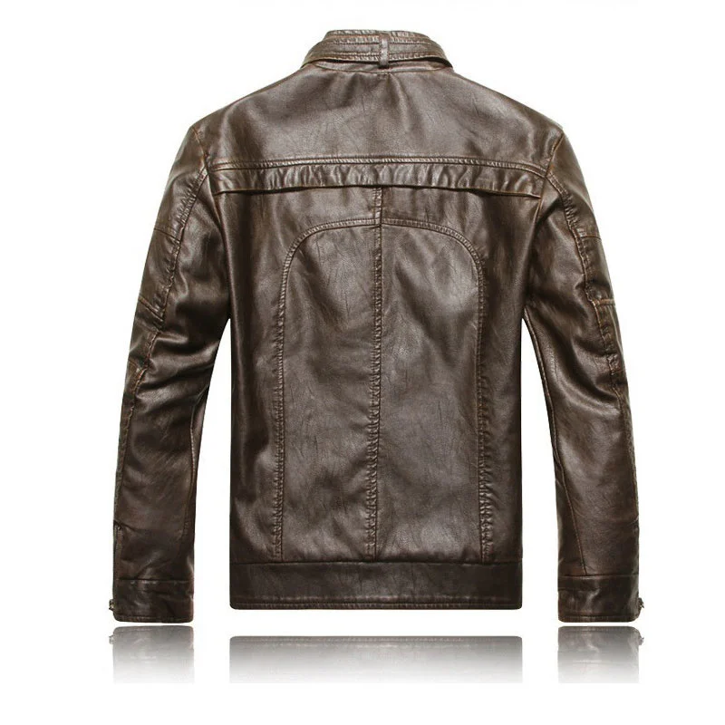 Мужские Мотоциклетные Кожаные куртки 2024, Новая Модная Брендовая Мужская Осенне-зимняя флисовая куртка Jaqueta De Couro Masculina 5XL Изображение 1