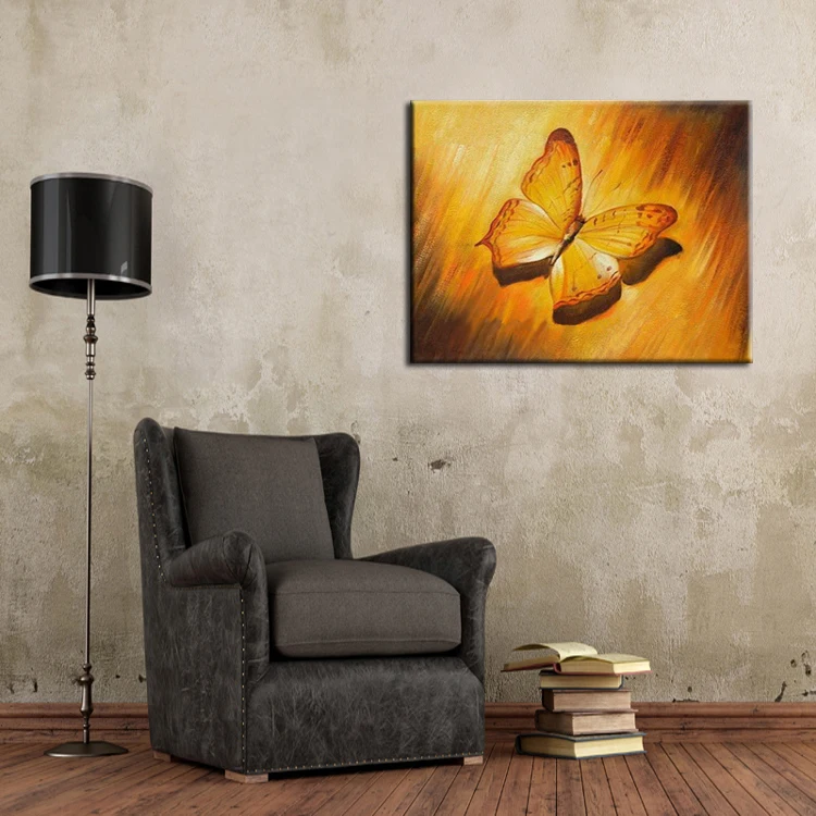 Новая картина, Желтая Бабочка, Нанесенная маслом На холст, Красивые картинки с животными и бабочками для оформления кабинета и кухни Изображение 1