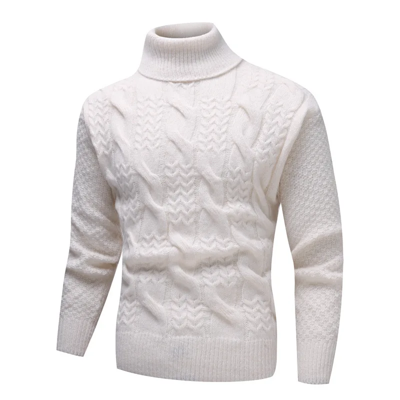Новый зимний теплый мужской свитер с трендовым рисунком, повседневный однотонный пуловер, вязаный свитер, мужская одежда Изображение 1