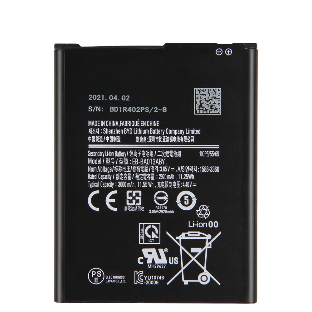 Сменный аккумулятор для Samsung Galaxy A01 Core EB-BA013ABY, перезаряжаемый аккумулятор 3000 мАч Изображение 1