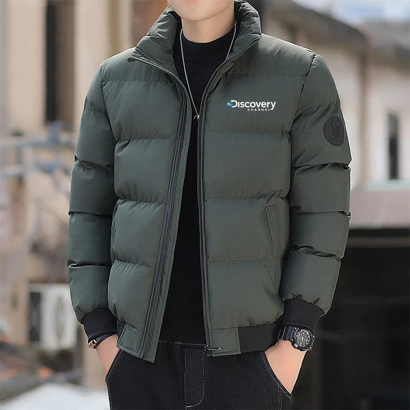 Толстые мужские новые теплые куртки-парки, зимняя повседневная мужская верхняя одежда, пальто Discovery Channel, мужской ветрозащитный пуховик с хлопковой подкладкой Изображение 1