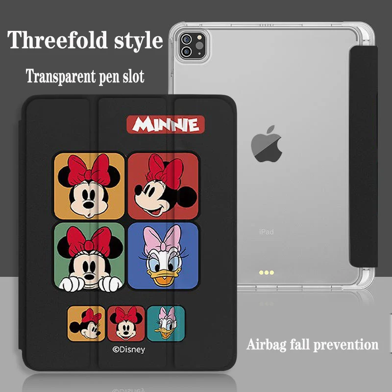 Чехол для планшета Disney Mickey Minnie Donald Duck для iPad Mini 1 2 3 Air 4 5 6 Pro 2022 12,9 дюйма с Трехстворчатым гнездом для ручки, Защитный чехол Изображение 1