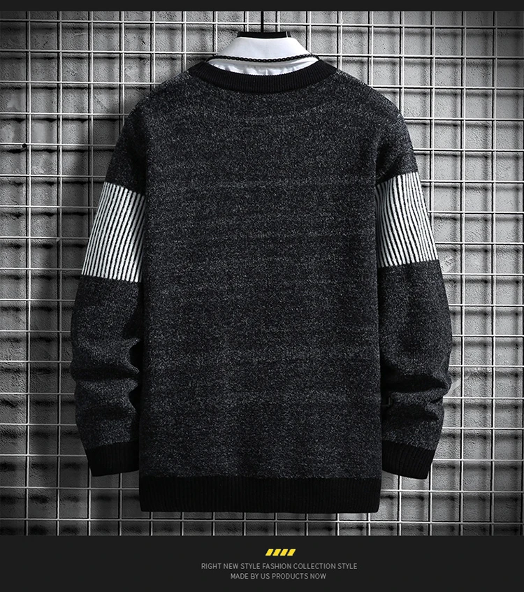 2022 Новый Мужской теплый свитер с длинными рукавами, Модный Повседневный пуловер, свитер Изображение 2