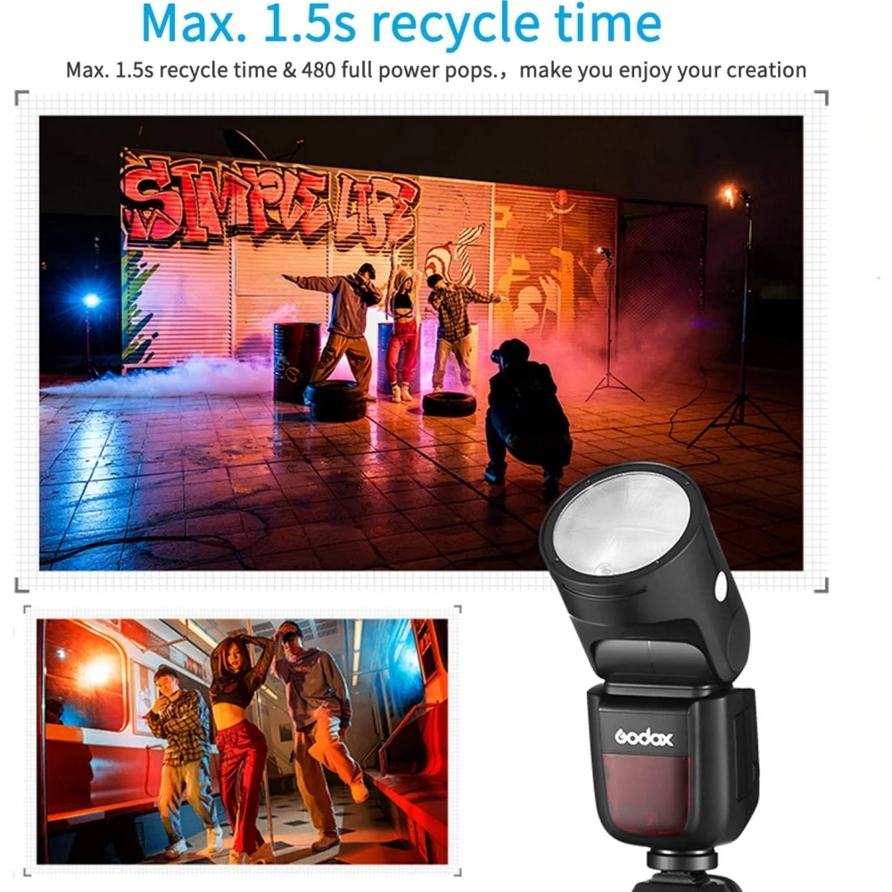 Godox V1 Вспышка Speedlight V1C V1N V1S V1O V1P TTL Литий-ионная камера с круглой Головкой Speedlite Для Canon Nikon Sony Fuji Olympus Pentax Изображение 2