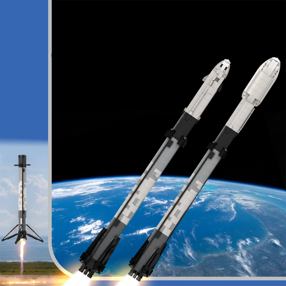 MOC Ultimate Space X Falcons Набор строительных блоков для Ракеты 9-го масштаба Искусственный Спутник Ariane 5 ECA Aerospace Series Кирпичи Игрушки Изображение 2