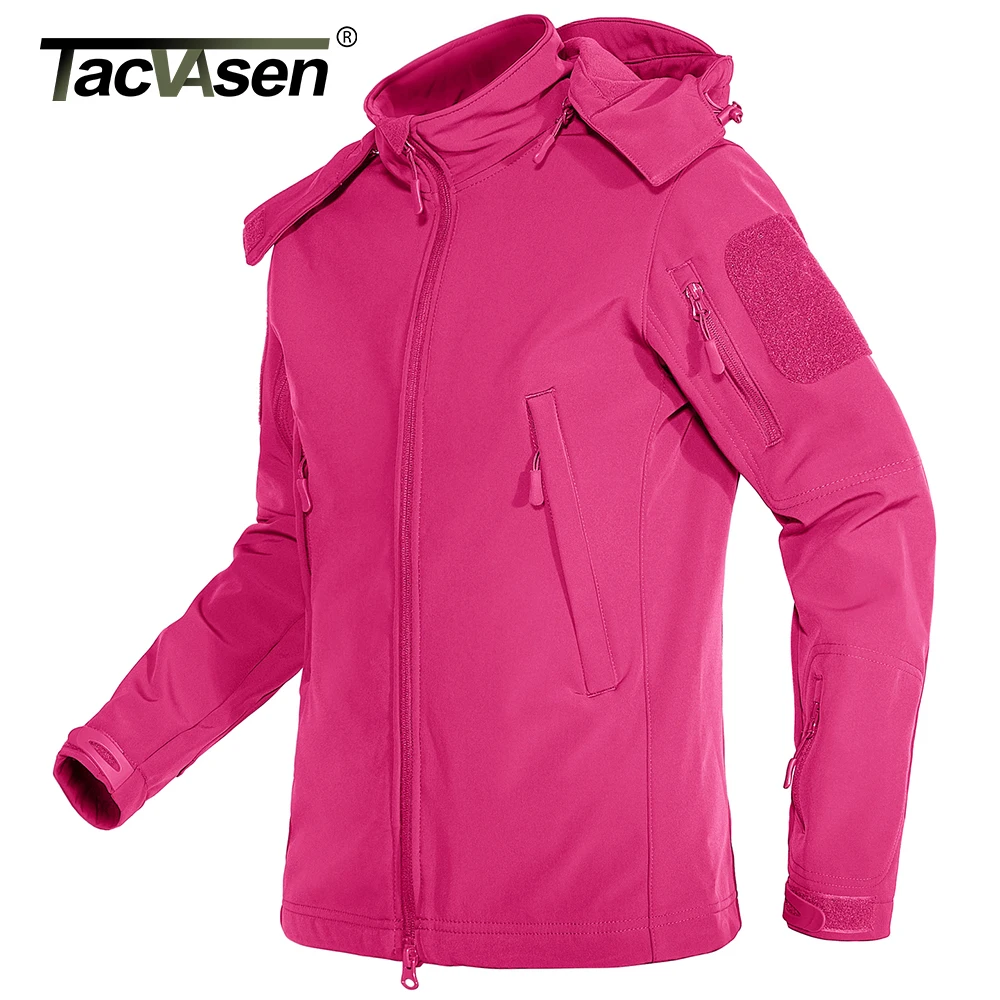 TACVASEN/ водонепроницаемая куртка с флисовой подкладкой, Женская тренировочная тактическая теплая куртка, Ветровка, одежда для пеших прогулок, женские пальто Изображение 2
