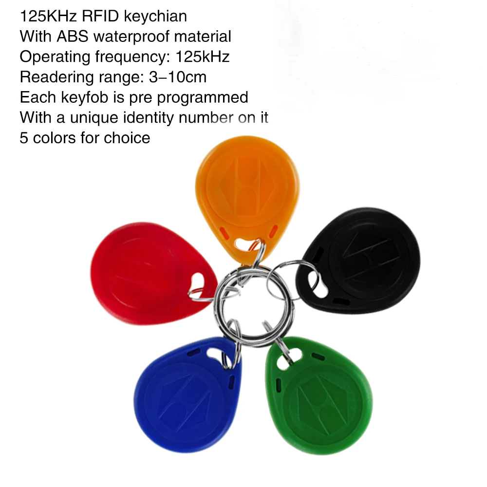YiToo 10шт 125 кГц RFID брелоки Карта контроля доступа для контроля доступа к двери TK4100/EM4100 EM Метки-жетоны, 5 цветов Изображение 2