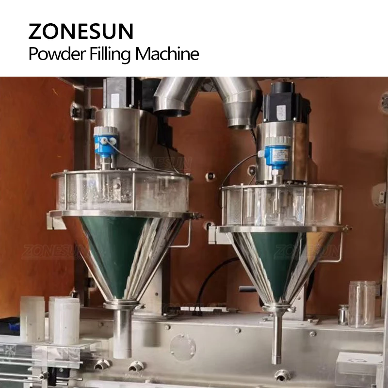 Автоматическая машина для розлива порошкового порошка с 2 головками ZONESUN для производства Изображение 2