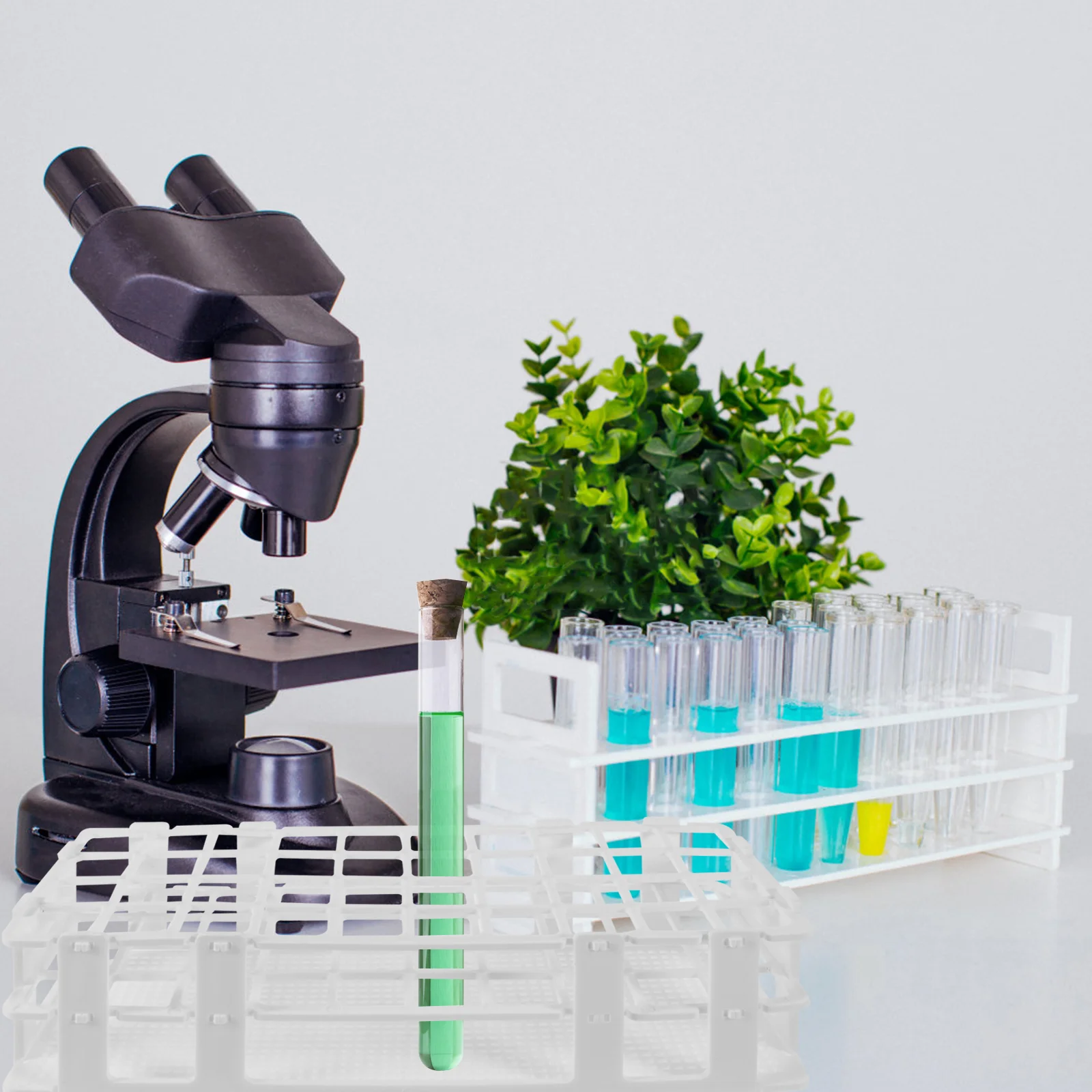 Держатель для цветочных трубочек Лабораторный стеллаж с несколькими отверстиями Для хранения тестов Лабораторный стенд Многофункциональный Изображение 2