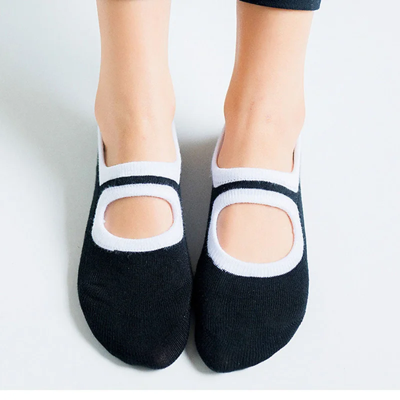 Женские высококачественные бандажные носки для йоги, противоскользящие быстросохнущие нескользящие амортизирующие носки для пилатеса, балета, Хорошее сцепление для женских хлопчатобумажных носков Изображение 2