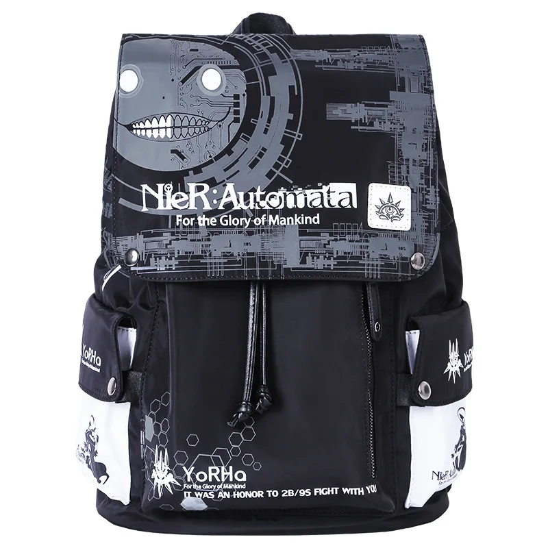 Игра NieR: Automata Школьный рюкзак для девочек и мальчиков Большой дорожный рюкзак холщовые школьные сумки для подростков аниме Bookbag Изображение 2