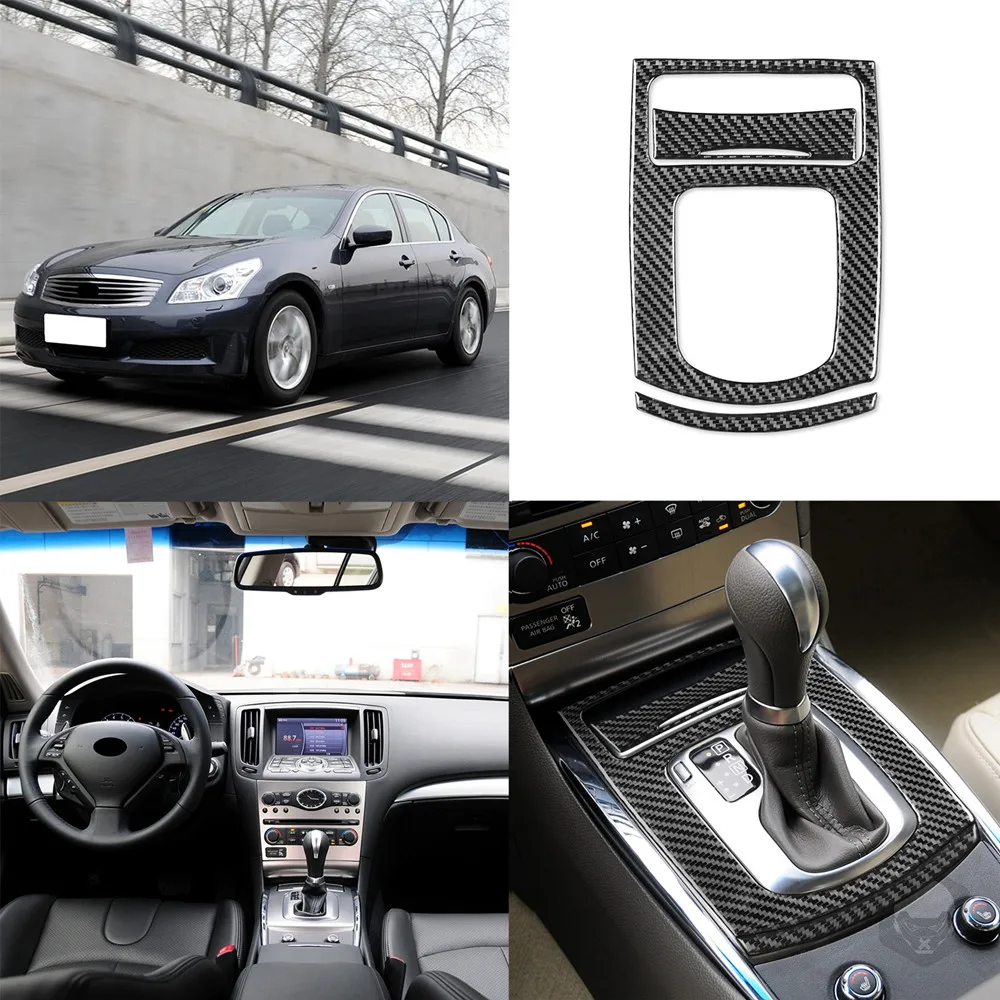 Наклейки для отделки панели переключения передач салона автомобиля из углеродного волокна для Infiniti G3710-13, Декоративная рамка, автомобильные наклейки Изображение 2