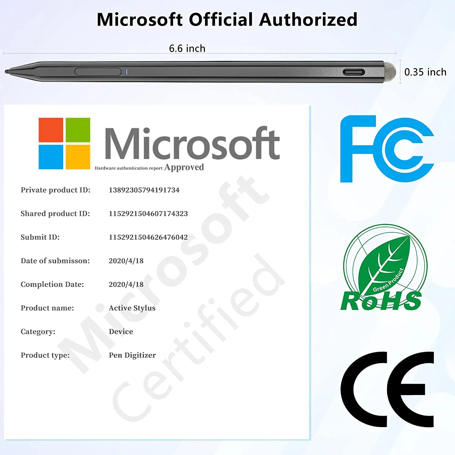 Стилус для Microsoft Surface Digital 2 в 1 с Магнитным нажимом 4096 Surface Pen Отклонение наклона Ладони Для Surface Pro 8/X/7/6/9 Изображение 2