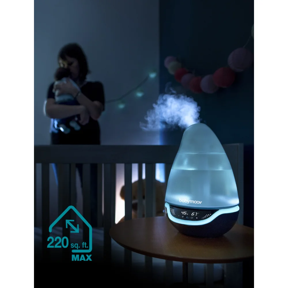 Увлажнитель воздуха Babymoov Hygro + с программируемым контролем влажности и таймером, 7-цветным ночником и диффузором эфирных масел Изображение 2