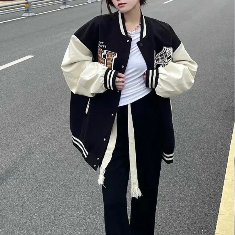 Университетская бейсбольная куртка Deeptown, Женская мода Harajuku, Оверсайз, Униформа Колледжа, Куртки-бомберы, Корейская Уличная Женская Одежда Изображение 2