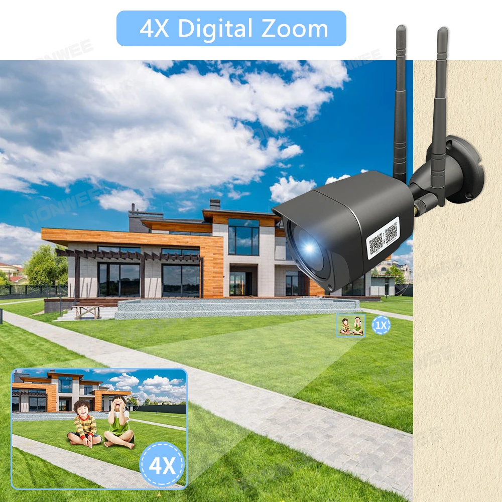 1080P 5-мегапиксельная беспроводная охранная камера ночного видения на открытом воздухе с 4G SIM-картой, двухстороннее аудио, WIFI, Металлическая камера, приложение Onvif CamHi Изображение 3