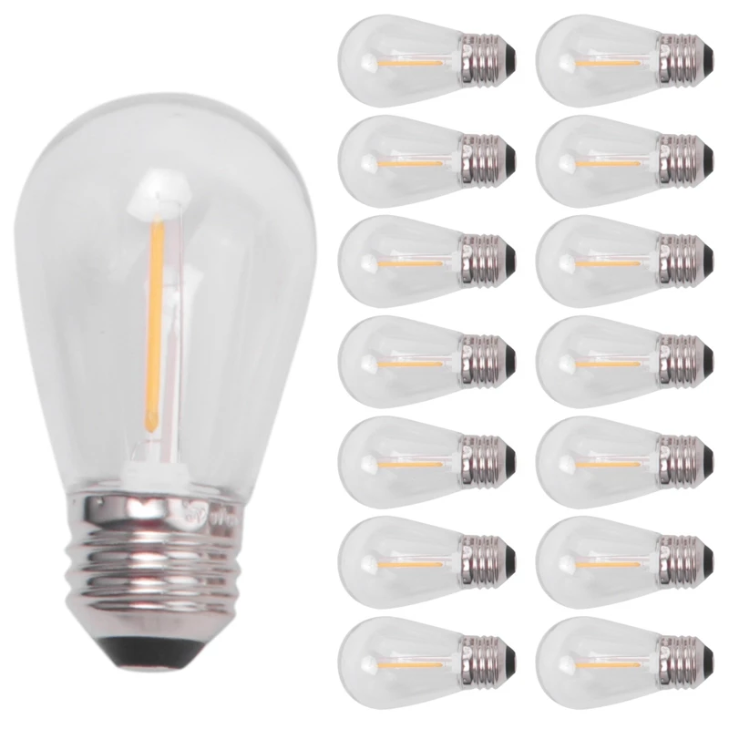 30 Упаковок Сменных Лампочек 3V LED S14 Небьющиеся Наружные солнечные Струнные Лампочки Теплого белого цвета Изображение 3