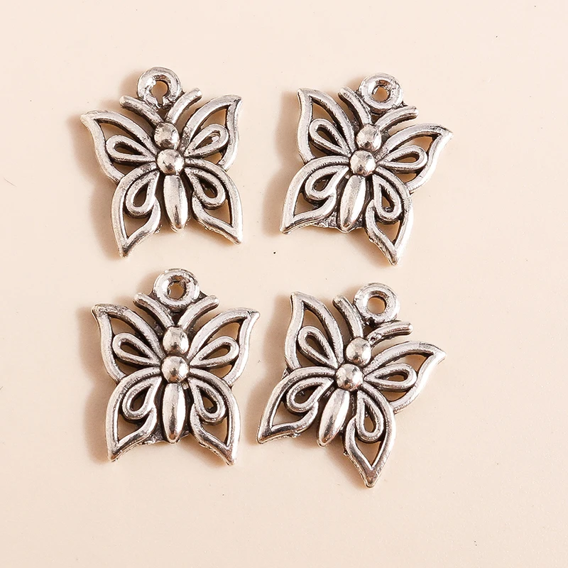 50шт 15 * 12 мм Модные металлические подвески Тибетского серебряного цвета, милые подвески-бабочки для изготовления ювелирных изделий ручной работы оптом Изображение 3
