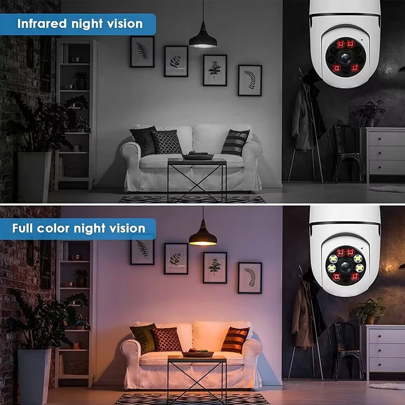 LLSEE YOOSEE IP камера видеонаблюдения, CCTV WIFI, Лампочка E27, 3 Мп, ночное видение, мини для помещений, безопасность умного дома, радионяня Изображение 3