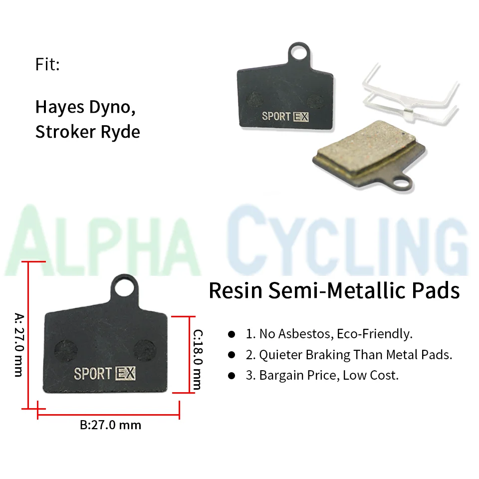 Велосипедные тормозные колодки для Hayes Dyno, дискового тормоза Stroker Ryde, 4 пары для 4 суппортов, Класс черного Изображение 3